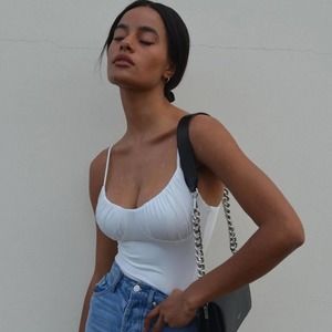 Princess Polly LEVEY BODYSUIT WHITE